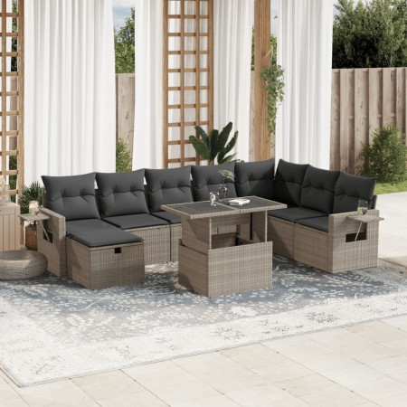 Set Gartenmöbel 9-tlg. und Kissen hellgrau synthetisches Rattan von , Gartensets - Ref: Foro24-3275032, Preis: 684,78 €, Raba...