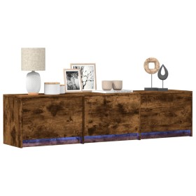 Smoked oak engineered wood LED TV cabinet 165x34x40 cm by , TV Furniture - Ref: Foro24-852254, Price: 109,14 €, Discount: %