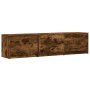 Smoked oak engineered wood LED TV cabinet 165x34x40 cm by , TV Furniture - Ref: Foro24-852254, Price: 109,25 €, Discount: %