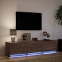 Mueble de TV LED madera ingeniería marrón roble 165x34x40 cm de , Muebles TV - Ref: Foro24-852256, Precio: 112,64 €, Descuent...