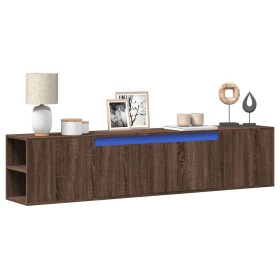 TV wall cabinet with LED light brown oak 180x31x39.5 cm by , TV Furniture - Ref: Foro24-3307960, Price: 152,54 €, Discount: %