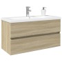 Bathroom cabinet set 2 pieces ceramic and engineered wood by , Bathroom furniture - Ref: Foro24-3307664, Price: 295,82 €, Dis...