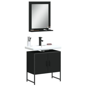 Bathroom furniture set 2 pcs black engineered wood by , Bathroom furniture - Ref: Foro24-3214334, Price: 97,08 €, Discount: %