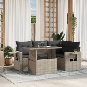 Gartensofa und Kissen Set 5tlg. hellgrau synthetisches Rattan von , Gartensets - Ref: Foro24-3267882, Preis: 447,39 €, Rabatt: %