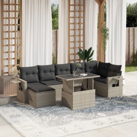 Gartensofa 8-teilig und Kissen synthetisches Rattan grau von , Gartensets - Ref: Foro24-3268062, Preis: 611,00 €, Rabatt: %