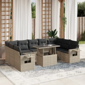 Garden sofa set 10 pcs. with cushions light gray synthetic rattan by , Garden sets - Ref: Foro24-3268112, Price: 781,33 €, Di...