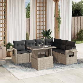 Gartensofa-Set 7-teilig mit Kissen hellgrau PE Rattan von , Gartensets - Ref: Foro24-3267932, Preis: 560,71 €, Rabatt: %