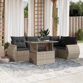 Gartensofa-Set 7-teilig mit Kissen hellgrau PE Rattan von , Gartensets - Ref: Foro24-3268552, Preis: 562,99 €, Rabatt: %