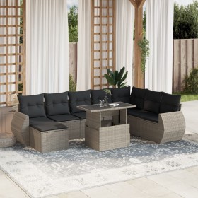 Set Gartenmöbel 9-tlg. und Kissen hellgrau synthetisches Rattan von , Gartensets - Ref: Foro24-3268732, Preis: 677,99 €, Raba...