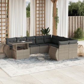 Gartensofa-Set 10-teilig mit Kissen hellgrau synthetisches Rattan von , Gartensets - Ref: Foro24-3268772, Preis: 777,99 €, Ra...