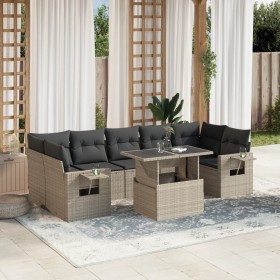 Gartensofa 8-teilig und Kissen synthetisches Rattan grau von , Gartensets - Ref: Foro24-3267782, Preis: 648,38 €, Rabatt: %