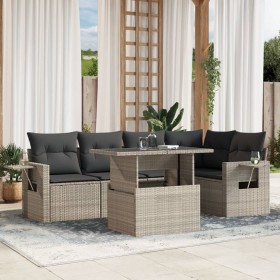 Garden sofa set 6 pcs. and cushions synthetic rattan gray by , Garden sets - Ref: Foro24-3267892, Price: 495,74 €, Discount: %