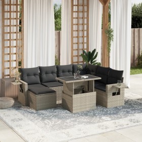 Gartensofa 8-teilig und Kissen synthetisches Rattan grau von , Gartensets - Ref: Foro24-3268072, Preis: 596,74 €, Rabatt: %