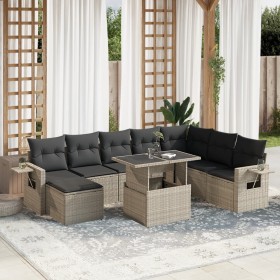 Set Gartenmöbel 9-tlg. und Kissen hellgrau synthetisches Rattan von , Gartensets - Ref: Foro24-3268102, Preis: 662,85 €, Raba...