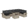 Set Gartenmöbel 9-tlg. und Kissen hellgrau synthetisches Rattan von , Gartensets - Ref: Foro24-3268102, Preis: 662,85 €, Raba...