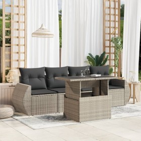 Set of garden sofas and cushions 5 pcs light gray synthetic rattan by , Garden sets - Ref: Foro24-3268362, Price: 424,99 €, D...