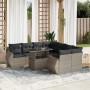 Set muebles jardín 9 pzas y cojines ratán sintético gris claro de , Conjuntos de jardín - Ref: Foro24-3268432, Precio: 713,86...