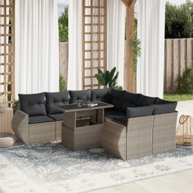 Set Gartenmöbel 9-tlg. und Kissen hellgrau synthetisches Rattan von , Gartensets - Ref: Foro24-3268432, Preis: 710,99 €, Raba...