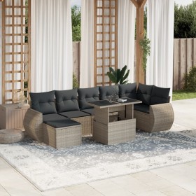 Garden sofa set 8 pieces and gray synthetic rattan cushions by , Garden sets - Ref: Foro24-3268692, Price: 624,12 €, Discount: %