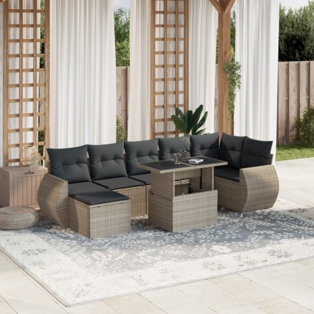 Garden sofa set 8 pieces and gray synthetic rattan cushions by , Garden sets - Ref: Foro24-3268692, Price: 611,99 €, Discount: %