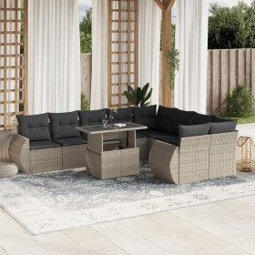 Gartensofa-Set 10-teilig mit Kissen hellgrau synthetisches Rattan von , Gartensets - Ref: Foro24-3268762, Preis: 777,99 €, Ra...