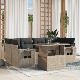 Garden sofa set 7 pcs with cushions light grey PE rattan by , Garden sets - Ref: Foro24-3267762, Price: 590,92 €, Discount: %