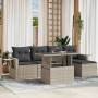 Gartensofa 6-teilig und Kissen synthetisches Rattan grau von , Gartensets - Ref: Foro24-3267872, Preis: 459,10 €, Rabatt: %