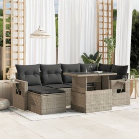 7-piece garden sofa set with light gray PE rattan cushions by , Garden sets - Ref: Foro24-3268052, Price: 569,46 €, Discount: %