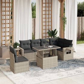 Gartensofa-Set 7-teilig mit Kissen hellgrau PE Rattan von , Gartensets - Ref: Foro24-3267942, Preis: 560,71 €, Rabatt: %