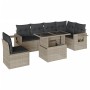 7-piece garden sofa set with light gray PE rattan cushions by , Garden sets - Ref: Foro24-3267942, Price: 547,33 €, Discount: %