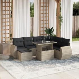 Garden sofa set 8 pieces and gray synthetic rattan cushions by , Garden sets - Ref: Foro24-3268702, Price: 611,99 €, Discount: %