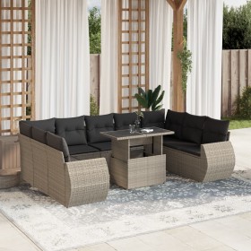 Garden sofa set 10 pieces with light gray synthetic rattan cushions by , Garden sets - Ref: Foro24-3268742, Price: 797,80 €, ...