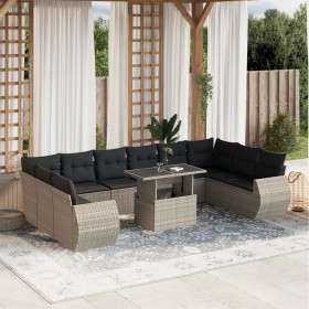 Garden sofa set 11 pieces and gray synthetic rattan cushions by , Garden sets - Ref: Foro24-3268782, Price: 835,99 €, Discoun...