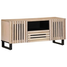 Solid mango wood TV stand 100x34x46 cm by , CD and DVD storage - Ref: Foro24-377507, Price: 151,99 €, Discount: %