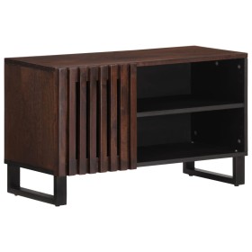 Solid mango wood TV stand in brown, 80x34x46 cm by , CD and DVD storage - Ref: Foro24-377511, Price: 95,03 €, Discount: %