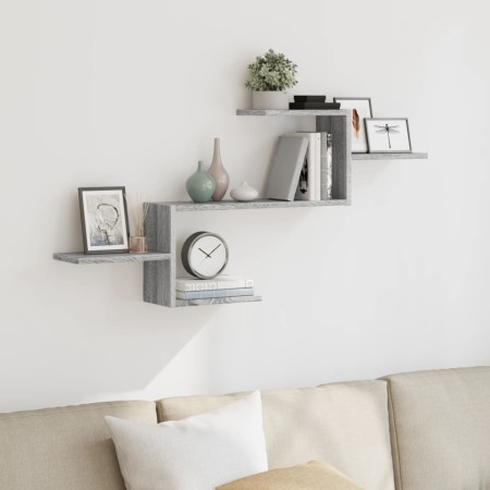 Engineered wood gray Sonoma wall shelf 104x15x49 cm by , Shelves and shelves - Ref: Foro24-853205, Price: 29,21 €, Discount: %