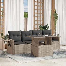 Garden sofa and cushions set 5 pcs light gray synthetic rattan by , Garden sets - Ref: Foro24-3267732, Price: 428,53 €, Disco...