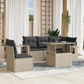 Garden sofa set 6 pieces and gray synthetic rattan cushions by , Garden sets - Ref: Foro24-3267912, Price: 496,99 €, Discount: %