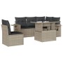 Garden sofa set 6 pieces and gray synthetic rattan cushions by , Garden sets - Ref: Foro24-3267912, Price: 495,74 €, Discount: %