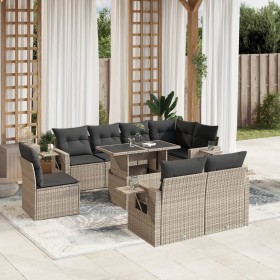 Set Gartenmöbel 9-tlg. und Kissen hellgrau synthetisches Rattan von , Gartensets - Ref: Foro24-3268042, Preis: 712,01 €, Raba...