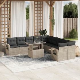 Garden sofa set 11 pieces and gray synthetic rattan cushions by , Garden sets - Ref: Foro24-3268172, Price: 820,99 €, Discoun...