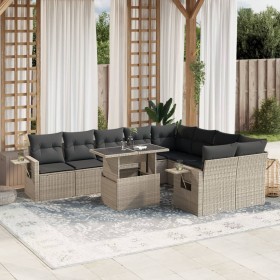 Garden sofa set 10 pieces with light gray synthetic rattan cushions by , Garden sets - Ref: Foro24-3268132, Price: 781,33 €, ...