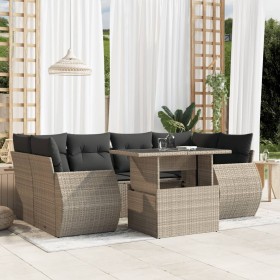 Set mit 7 Gartensofas mit Kissen PE Rattan hellgrau von , Gartensets - Ref: Foro24-3268392, Preis: 608,01 €, Rabatt: %