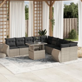 Garden sofa set 11 pieces and gray synthetic rattan cushions by , Garden sets - Ref: Foro24-3268802, Price: 835,99 €, Discoun...