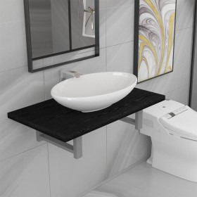 Set of 2-piece black ceramic bathroom furniture by , Bathroom furniture - Ref: Foro24-279335, Price: 86,48 €, Discount: %