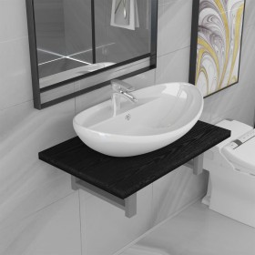 Set of 2-piece black ceramic bathroom furniture by , Bathroom furniture - Ref: Foro24-279337, Price: 104,53 €, Discount: %