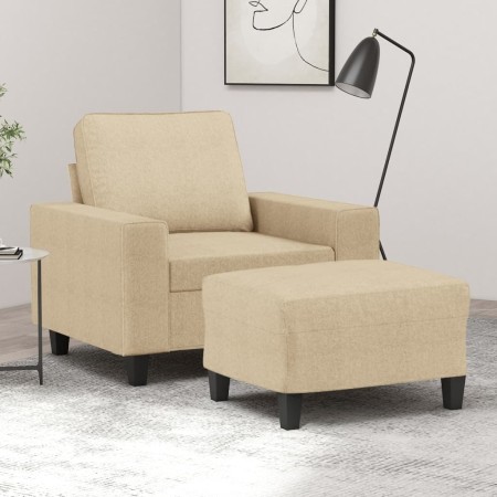 Sillón con taburete tela crema 60 cm de , Sofás - Ref: Foro24-3201145, Precio: 237,98 €, Descuento: %