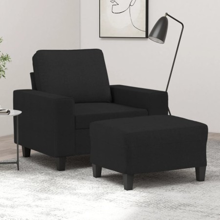 Sillón con taburete tela negro 60 cm de , Sofás - Ref: Foro24-3201147, Precio: 255,85 €, Descuento: %