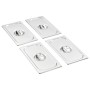 Stainless steel Gastronorm 1/3 tray covers, set of 4 units. by , Bucket lids for steam tables - Ref: Foro24-50898, Price: 26,...