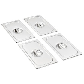 Stainless steel Gastronorm 1/3 tray covers, set of 4 units. by , Bucket lids for steam tables - Ref: Foro24-50898, Price: 26,...